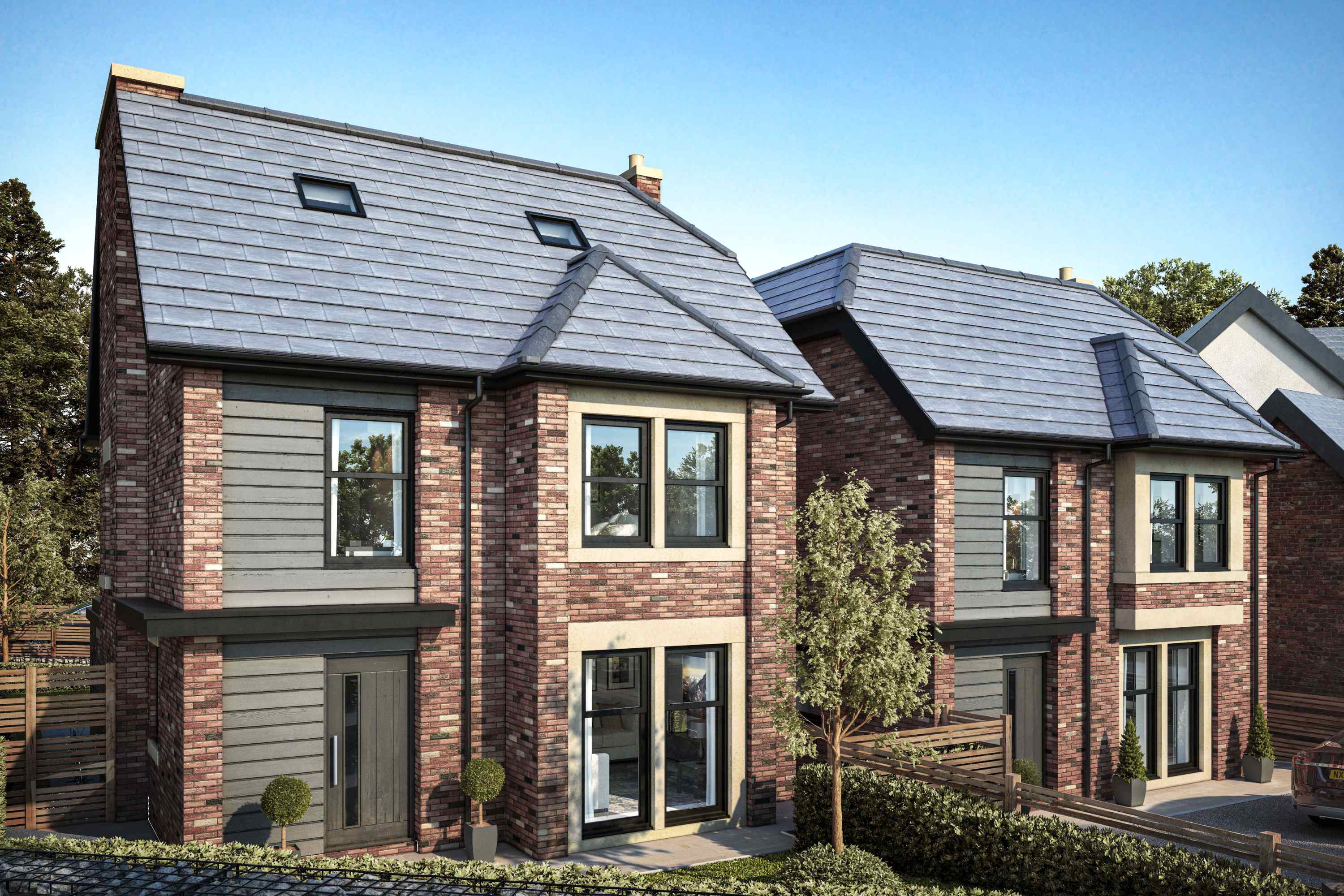 two large houses from the front